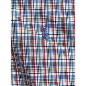 Ralph Lauren Men's Blue Red Plaid Pony Long Sleeve Button Down Shirt Size M